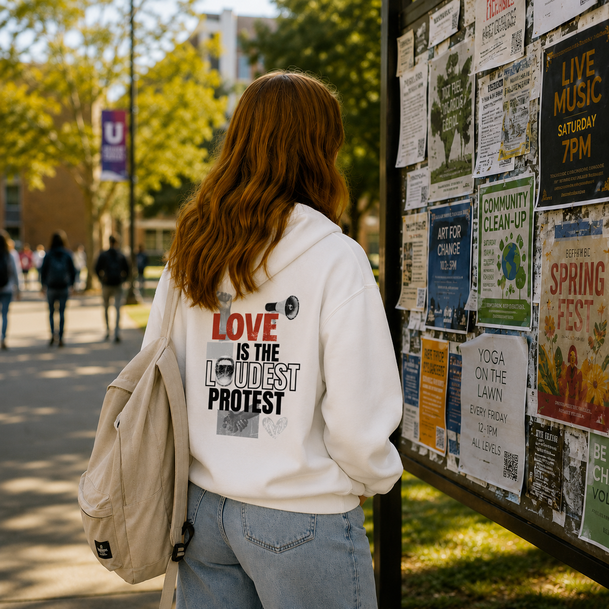 Love is the Loudest Protest Hoodie White